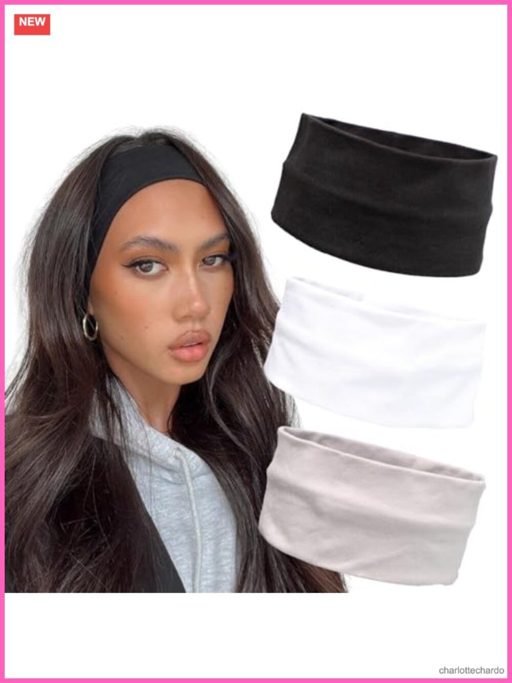 3PCS Cotton Non Slip Sports Headband Set Stretchy Hair Accessories for Workout